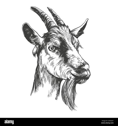 Goat Hand Drawn Vector Illustration Realistic Sketch Stock Vector Image