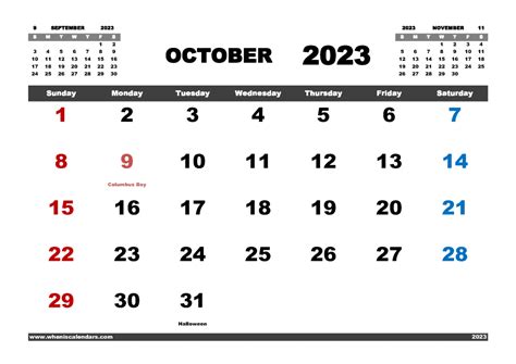 Free Printable October 2023 Calendar Pdf And Variety Formats Name