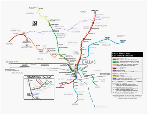Dallas Metro Area Rail Transit Services Map Png Download Dallas