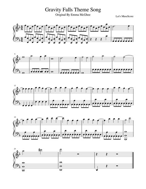 Synthesia tutorial for my piano arrangements of gravity falls! Gravity Falls Theme Song Sheet music for Piano (Solo) | Musescore.com