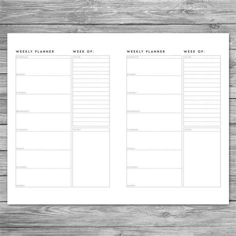 Printable Minimalist Weekly Planner Weekly Schedule Weekly Agenda