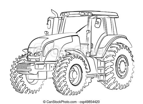 Sketch Traktor Schwer Groß Skizze Tractor