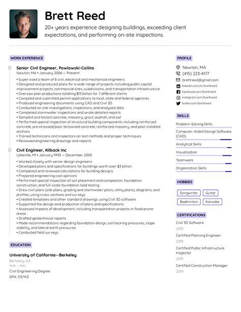Civil Engineer Resume Example And Writing Tips For 2020
