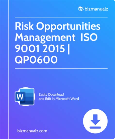 Iso9001 2015 Risk Opportunities Management Procedure Template Word