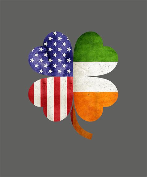 Irish American Flag Ireland Shamrock T Shirt Digital Art By Julie Hurst
