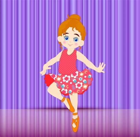 Dancing Girl Background Cute Colored Cartoon Style Vector Cartoon Free