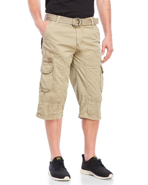 Xray Jeans Cotton Clam Digger Cargo Shorts In Stone Green For Men Lyst