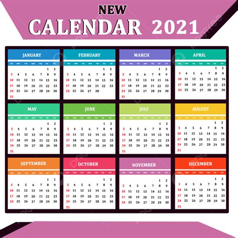 2021 Kalender Tahun Baru Templat Untuk Unduh Gratis Di Pngtree