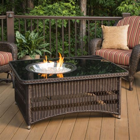 The Outdoor Greatroom Company Naples 48 Inch Rectangular Natural Gas Fire Pit Table With 20 Inch
