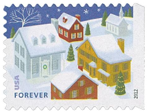 2012 First Class Forever Stamp Contemporary Christmas Snow Covered