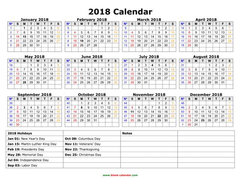 Yearly Calendar 2018 Free Download And Print