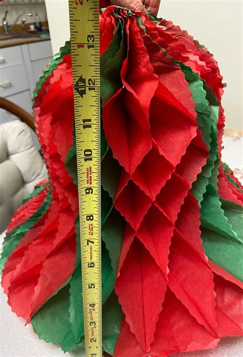 Vintage Crepe Paper Redgreen Honeycomb Christmas Bell Two Etsy