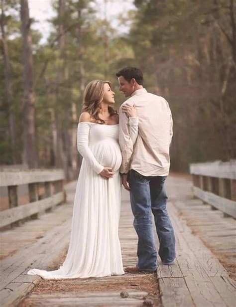Le Couple Maternity Dress Photo Shoot Maxi Maternity Gown Split Front Maternity Chiffon Gown