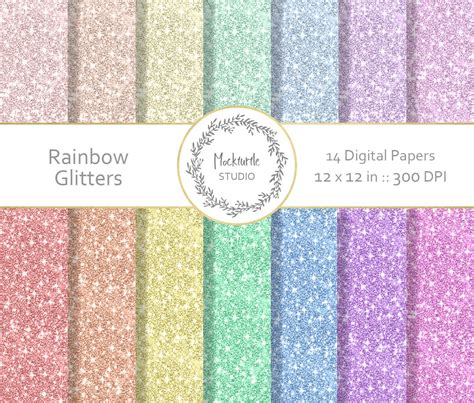 Rainbow Glitter Digital Paper ~ Textures ~ Creative Market