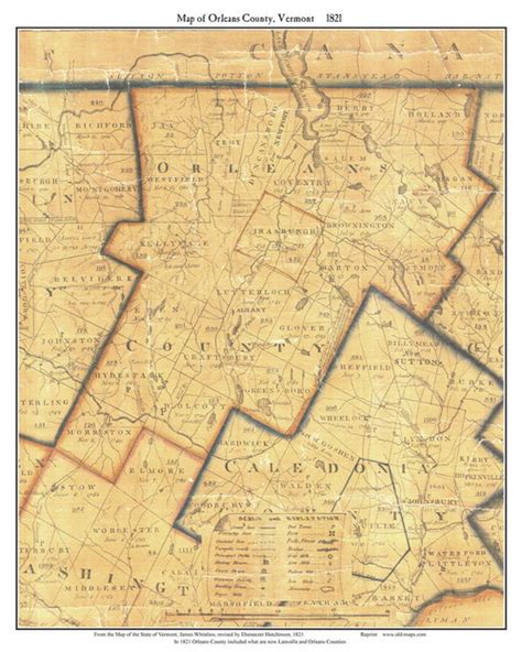 Orleans County Vermont 1821 Old Map Custom Print J Whitelaw Old Maps