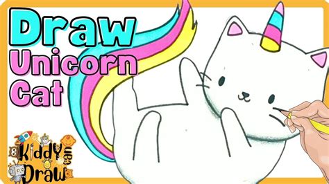 How To Draw Unicorn Cat Playing For Kids Youtube