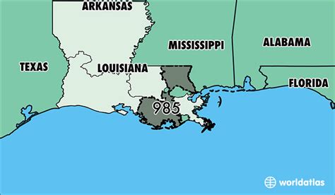 Louisiana Area Code Map United States Map