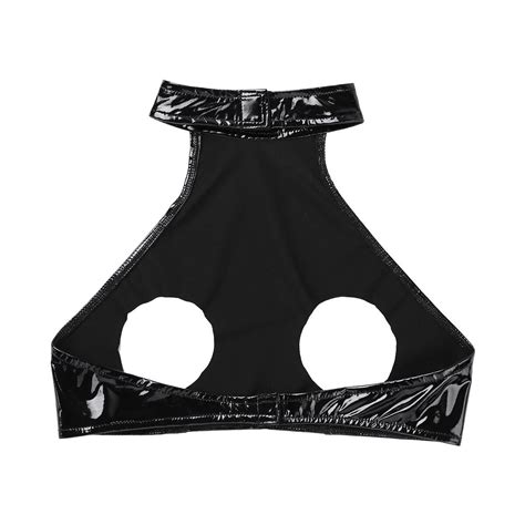 Women Sexy Cupless Bra Pvc Leather Nipples Open Cup Underwear Lingerie Nightwear Ebay