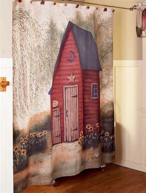 Discover the coolest shower curtains that will make your bathroom a truly unique the yellowish background adds some vintage, rustic style to your bathroom. Outhouse Bathroom Shower Curtain Decor Fabric Farmhouse ...