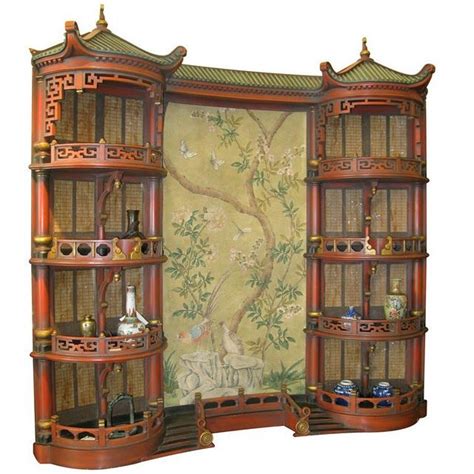 Chinoiserie Chic Vintage Chinoiserie Pagoda Display Cabinet Vintage