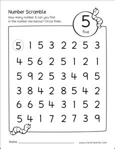 Basic cursive writing worksheets free printable with rows little houses for 3rd grade kidzone. Number scramble activity worksheet for number 5 for preschool children