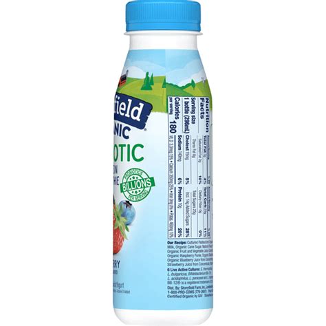 stonyfield organic probiotic wild berry protein smoothie 10 fl oz bottle yogurt drinks
