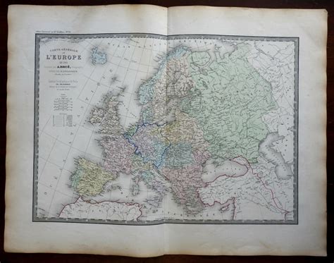 Europe Holy Roman Empire Revolutionary France 1850s Brue Large Map