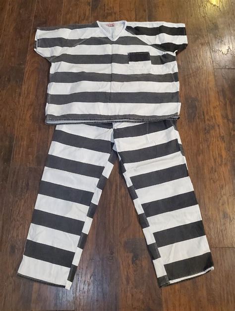 Authentic Bob Barker Prison Uniform Jail Inmate Two Piece Black White