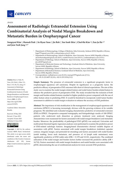 Pdf Assessment Of Radiologic Extranodal Extension Using Combinatorial