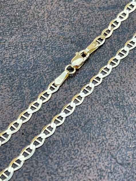 Pre Owned Necklace Real Solid 14k Gold Mariner Gucci Link Chain 3mm