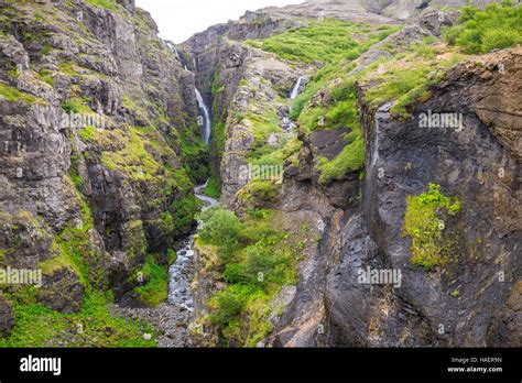 Glymur Waterfall During Summer In Iceland Stock Photo Alamy