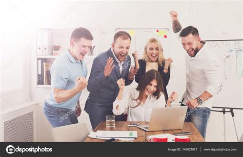 Happy Business People Team Celebrate Success In The Office Stock Photo