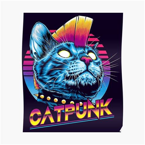 Cat Punk Poster For Sale By Ozumdesigns Retro Art Cat Art