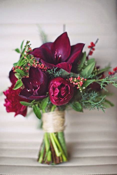 Almost any flower can be used in this bouquet, but using bold flowers like garden roses or lilies can make this style modern and fun. Wine Colored Bridal Bouquets | Bouquet Wedding Flower
