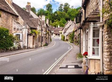 The Picturesque Cotswold Village Of Castle Combe In Wiltshire Stock