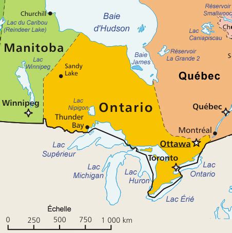 Es ist im norden, westen und südwesten von der kanadischen provinz ontario. Karte von Ontario (Übersichtskarte) : Weltkarte.com ...