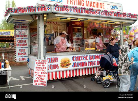 Burger And Fries Food Stand Stock Photo Alamy