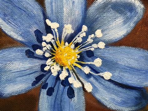 Blue Flower Painting Original Art Oil Wall Art Flowers Artwork Etsy