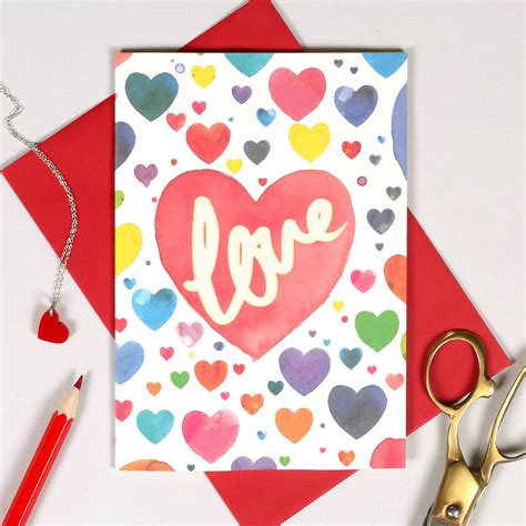 Personalised Watercolour Heart Valentines Card By Bombus