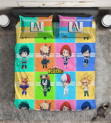 My Hero Academia Bed Set Chibi Mha Bedroom Decor Robinplacefabrics