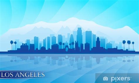 Fototapete Los Angeles Skyline Silhouette Detaillierte Pixersde