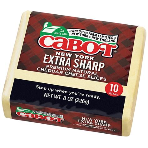 Cabot New York Extra Sharp Cheddar Cheese Slices 8 Oz