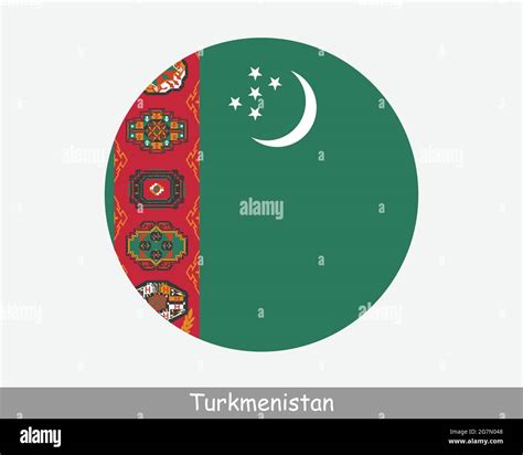 Turkmenistan Round Circle Flag Turkmenistani Circular Button Banner
