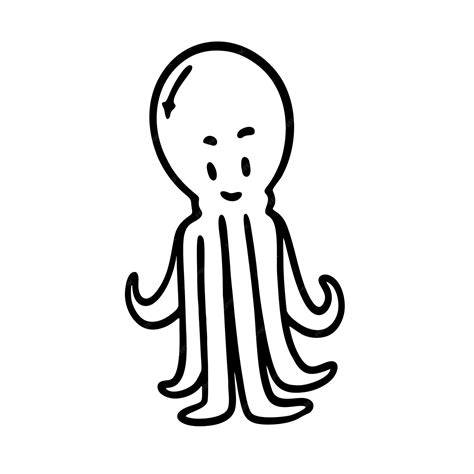 Premium Vector Vector Illustration Of Hand Drawn Cute Octopus Outline