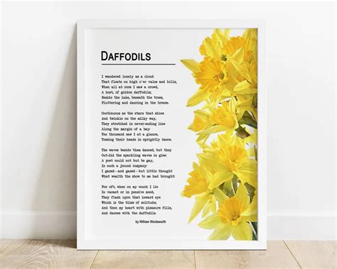 Printable Daffodils Poem By William Wordsworth Spring Etsy In 2022