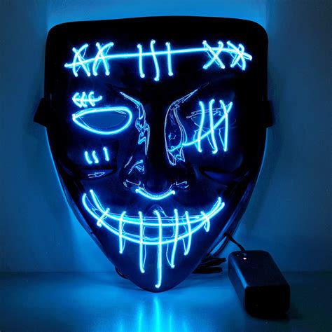 Halloween Mask Led Light Up Purge Mask Led El Wire Face Mask For