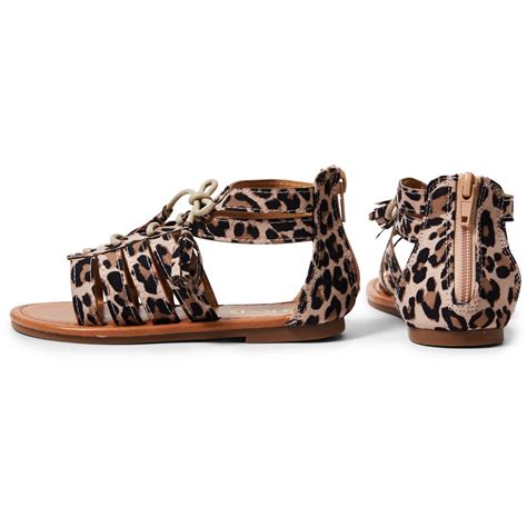 K D Infant Girls Leopard Print Gladiator Sandals Brown Big W