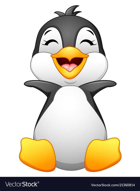Vector Illustration Of Cute Baby Penguin Posing Isolated On White