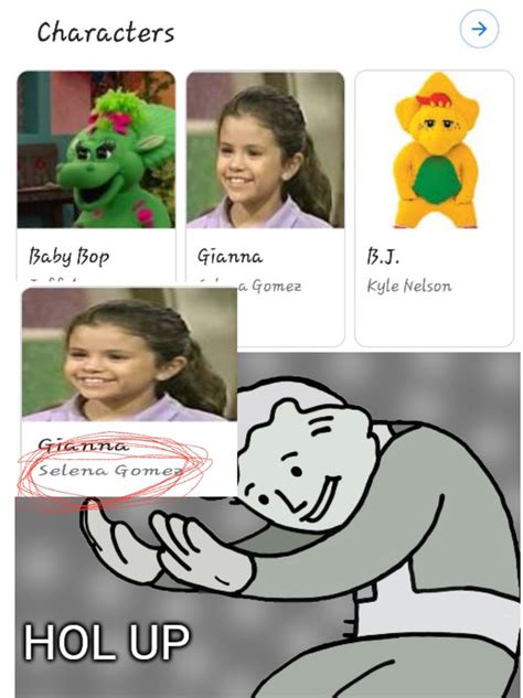 Selena Gomez Is In Barney Meme By Slapstick Memedroid