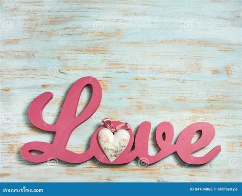 Love Concept On Shabby Chic Painted Wood Stock Photo Image Of Retro